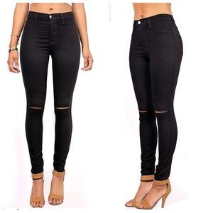 Vibrant juniors ripped knee high waist jeggings